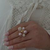 BERRY PEARL SPARKLE MAXI RING - Ljus rosa