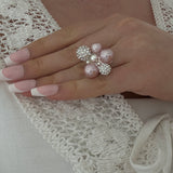 BERRY PEARL SPARKLE MAXI RING - Ljus rosa