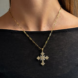 BAROQUE CROSS NECKLACE Gold 46+6 cm