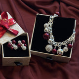 BERRY PEARL SPARKLE COMBO Set - Wine Red