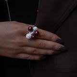 BERRY PEARL SPARKLE MAXI RING - Vinröd
