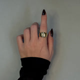 CRYSTAL SIGNET RING Guld