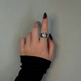 CRYSTAL SIGNET RING Silver