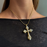 EMPIRE PEARL CROSS HALSBAND Guld 41+6cm