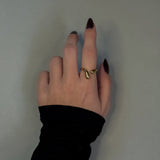 FOLDED DROP RING Guld