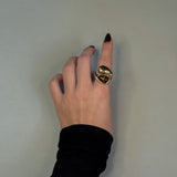 FOLDED STONE RING Guld/Brun