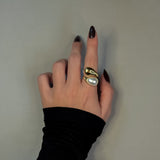 FOLDED STONE RING Guld/Vit