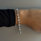 FOUR CLOVER CRYSTAL ARMBAND Silver 18+6cm