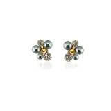 BERRY PEARL SPARKLE STUD EARRINGS - Sage Green