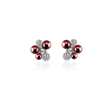 BERRY PEARL SPARKLE STUD EARRINGS - Bordeaux