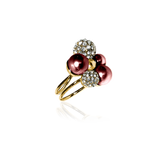 BERRY PEARL SPARKLE MAXI RING - Vinröd