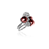 BERRY PEARL SPARKLE MAXI RING - Vinröd