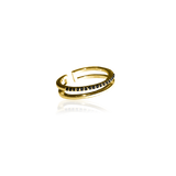 PLAIN CRYSTAL TWIN Ring - Black