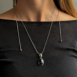 MOONSTONE PENDANT HALSBAND Silver 40-100 cm