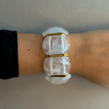 RECTANGULAR STONE ARMBAND Guld/Vit - Justerbart