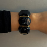 RECTANGULAR STONE ARMBAND Guld/Svart - Justerbart