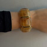RECTANGULAR STONE ARMBAND Guld/Brun - Justerbart