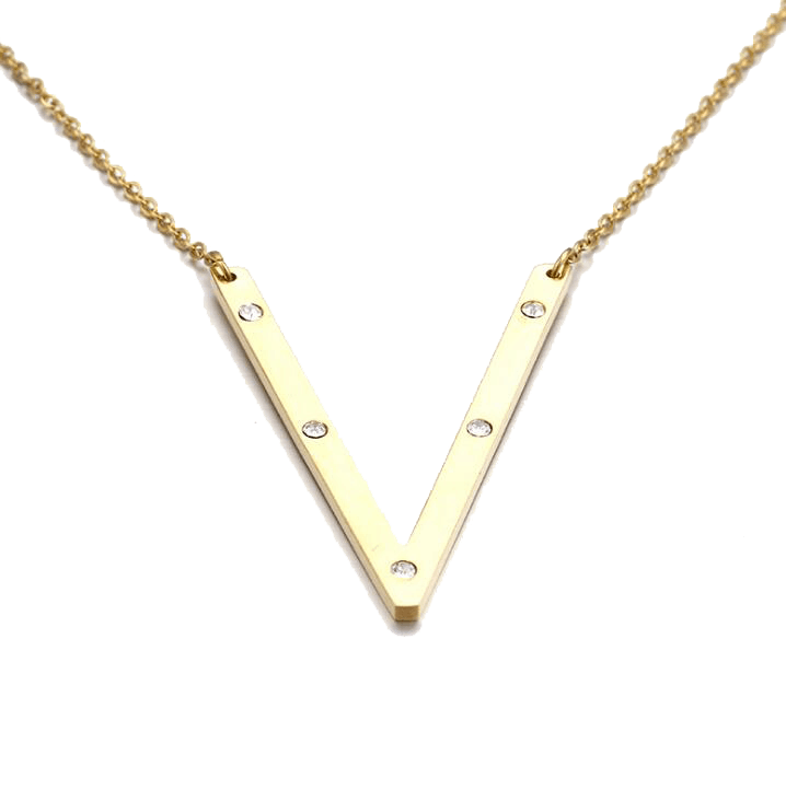 IOAKU-Letter-Necklace-V-Gold
