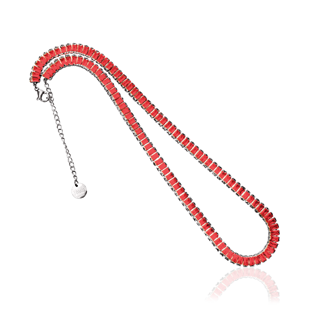 DOMINO CRYSTAL NECKLACE Rose Red