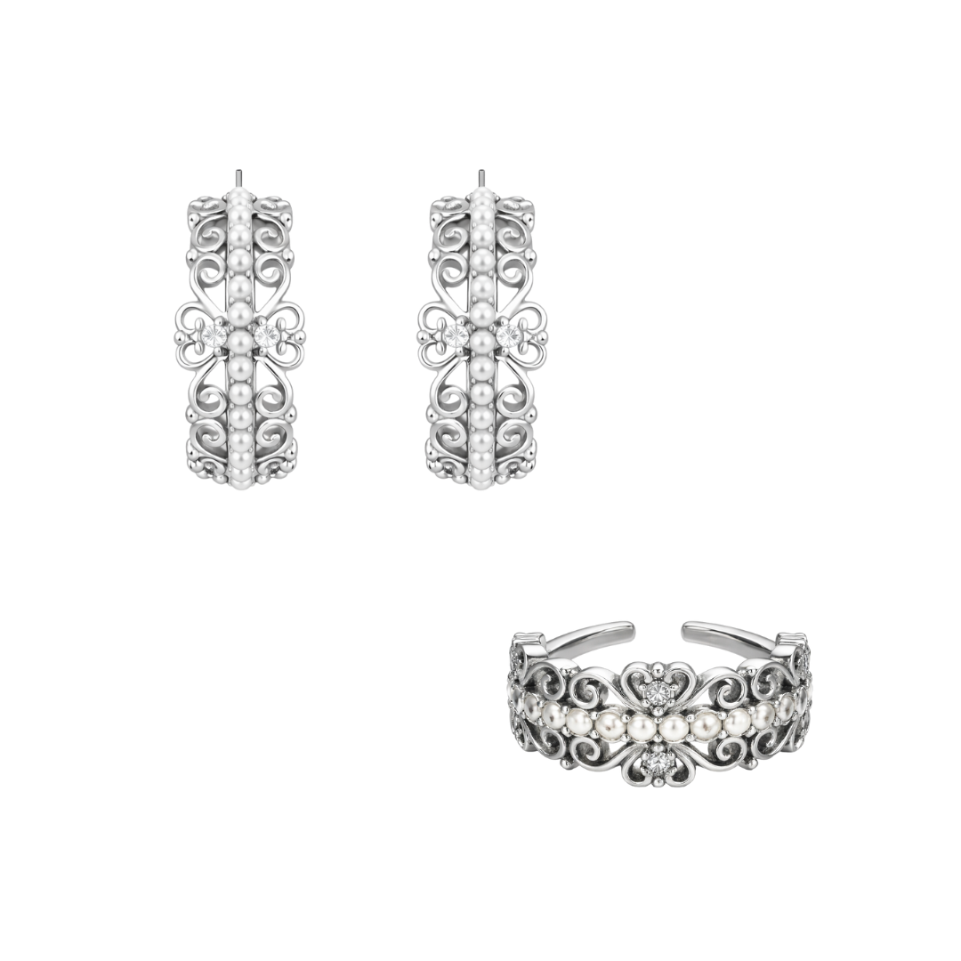 BAROQUE LACE Loop Örhängen + Ring