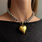 BERRY HEART HALSBAND Guld/Silver 40 cm