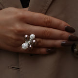 BERRY PEARL SPARKLE MAXI RING - Brun