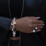 BERRY PEARL SPARKLE MAXI RING - Svart