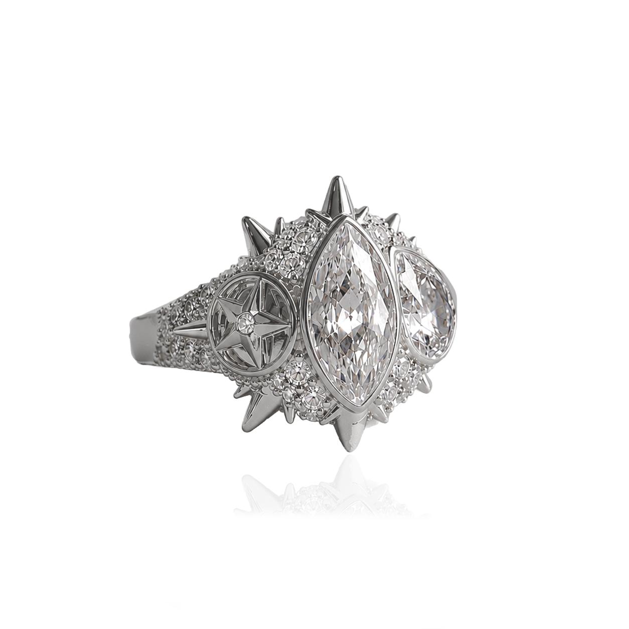 ELECKTRA SPARKLE MULTI RING - Vit