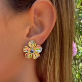 LA FLEUR CRYSTAL STUD EARRINGS - Blue