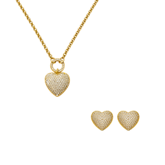 HEART OF PAVÉ Stud Örhängen + Halsband Set