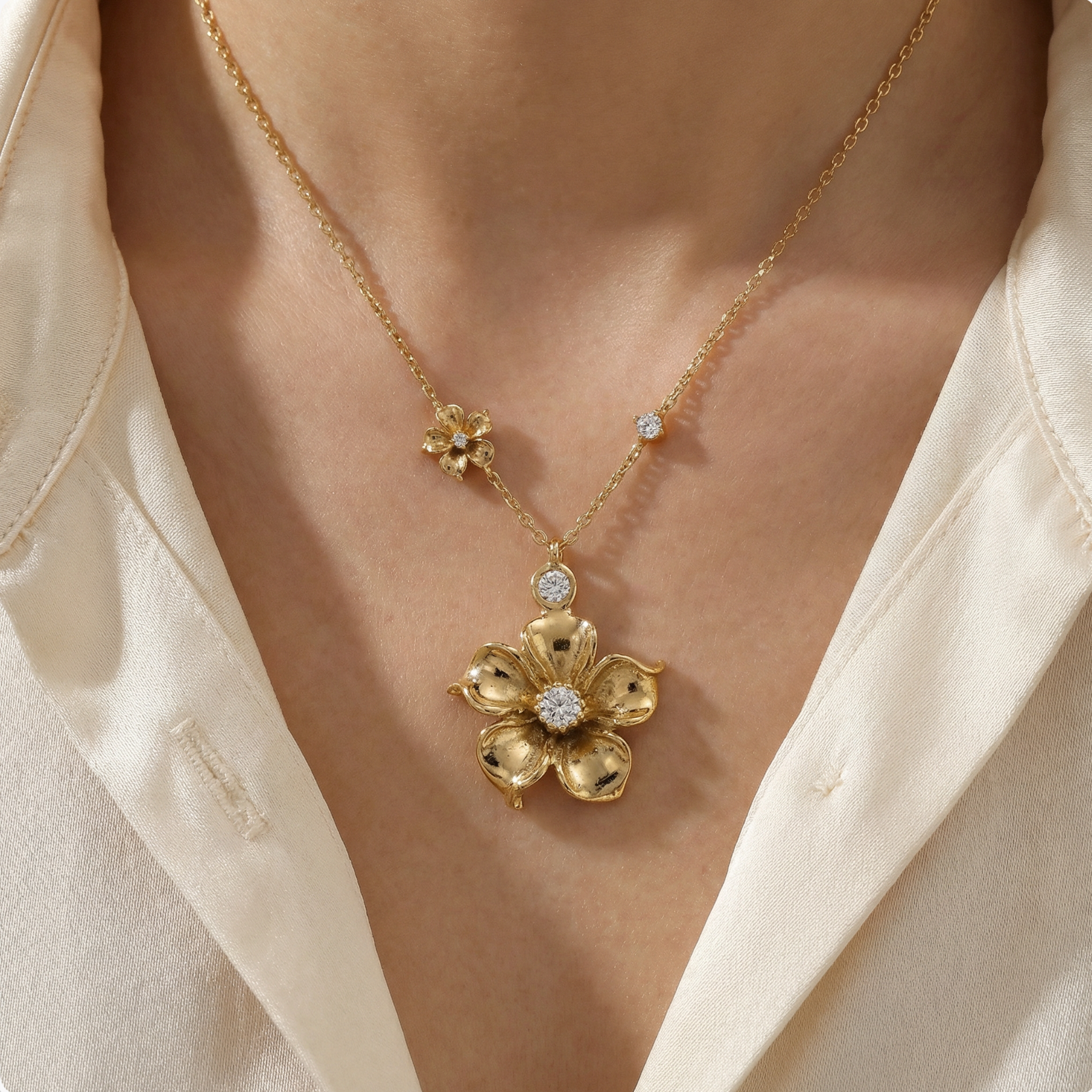 LA FLEUR Detail Pendant Halsband 41 cm (Förbeställning - Tidigast Leverans V.22)