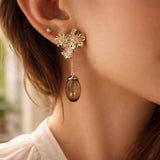 LA FLEUR TRIO MOONSTONE PEARL Örhängen - Brun