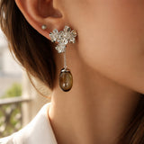 LA FLEUR TRIO MOONSTONE PEARL Örhängen - Brun