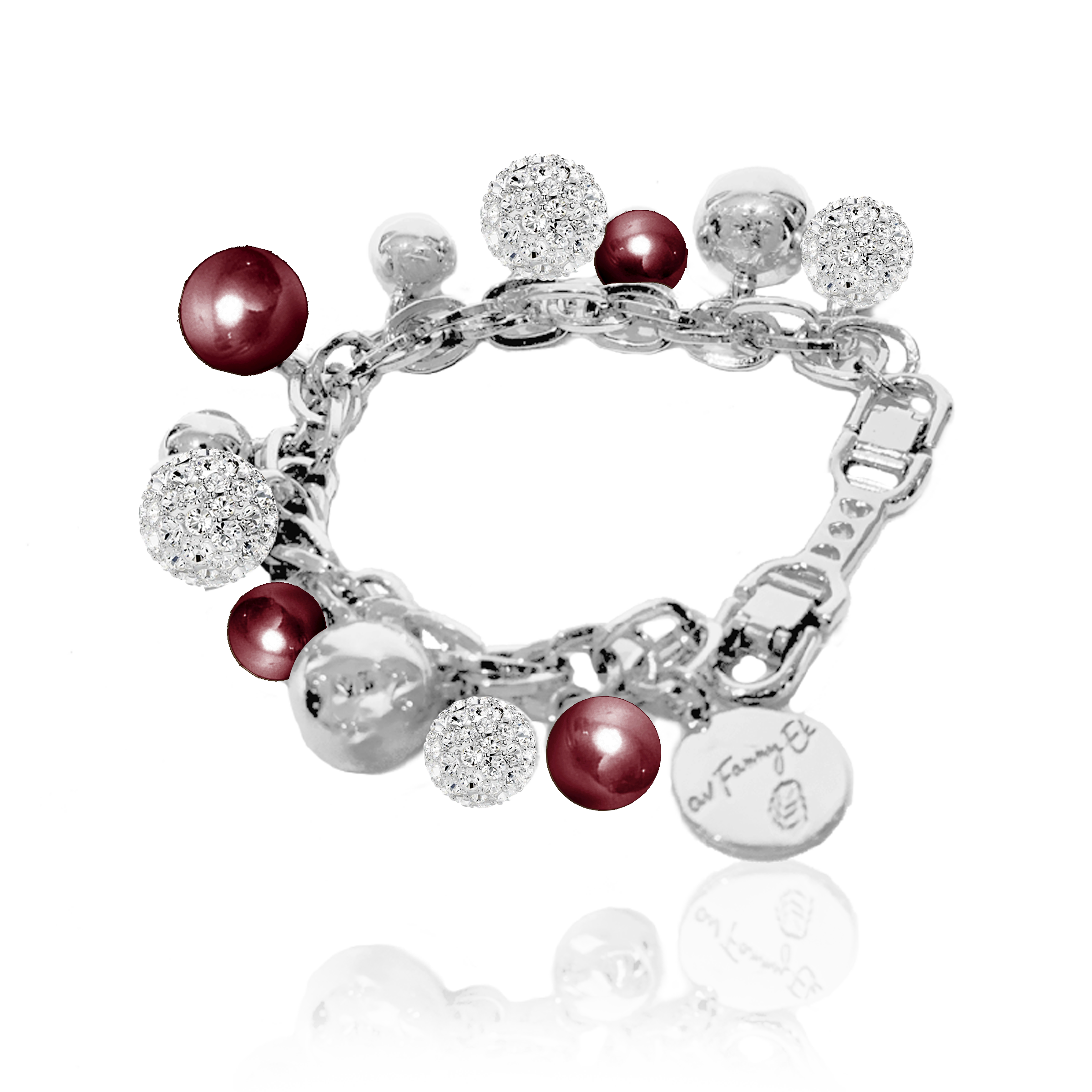 BERRY PEARL SPARKLE Armband - Vinröd (Förbeställning - Tidigast lev. Vecka 38)