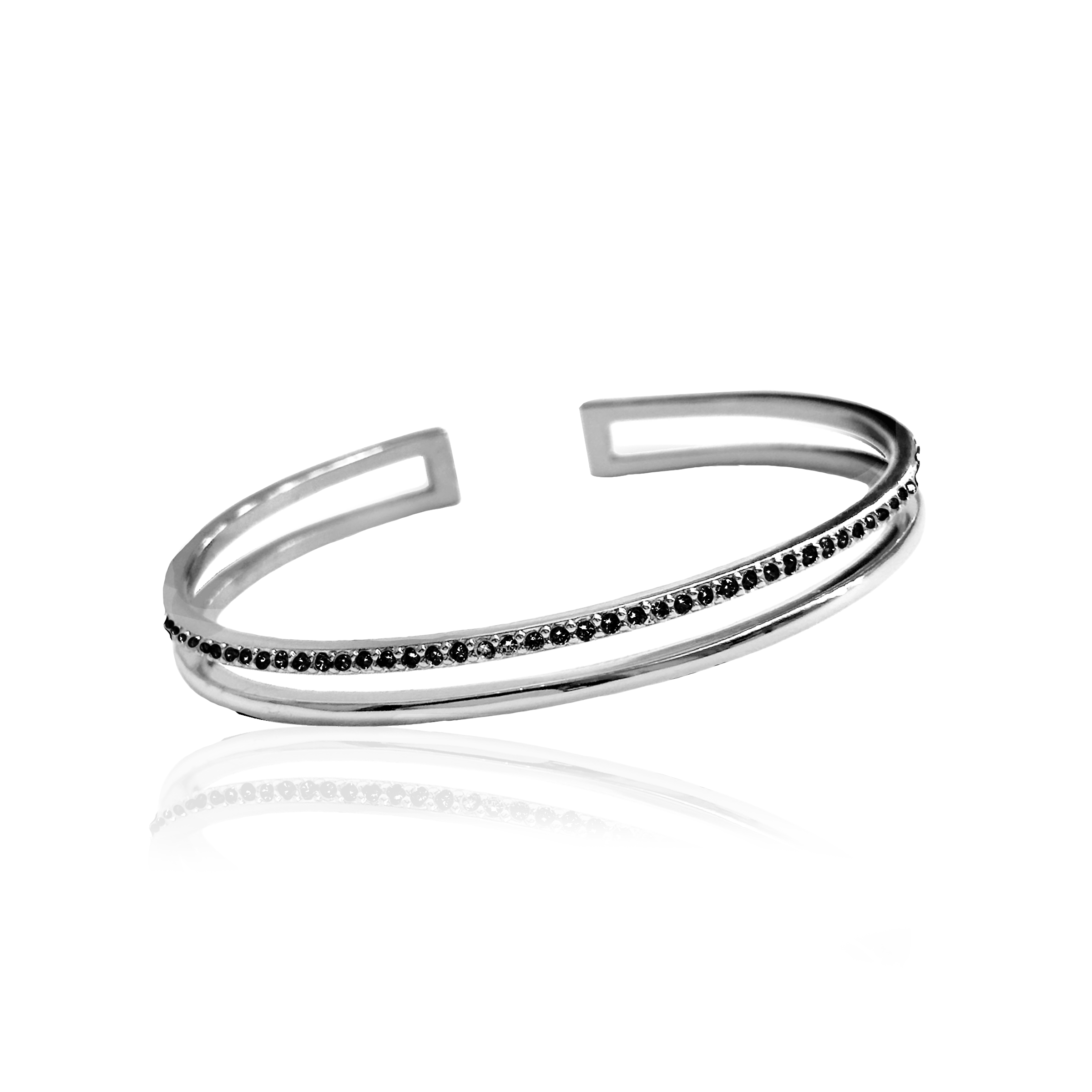 PLAIN CRYSTAL TWIN CUFF Armband - Svart