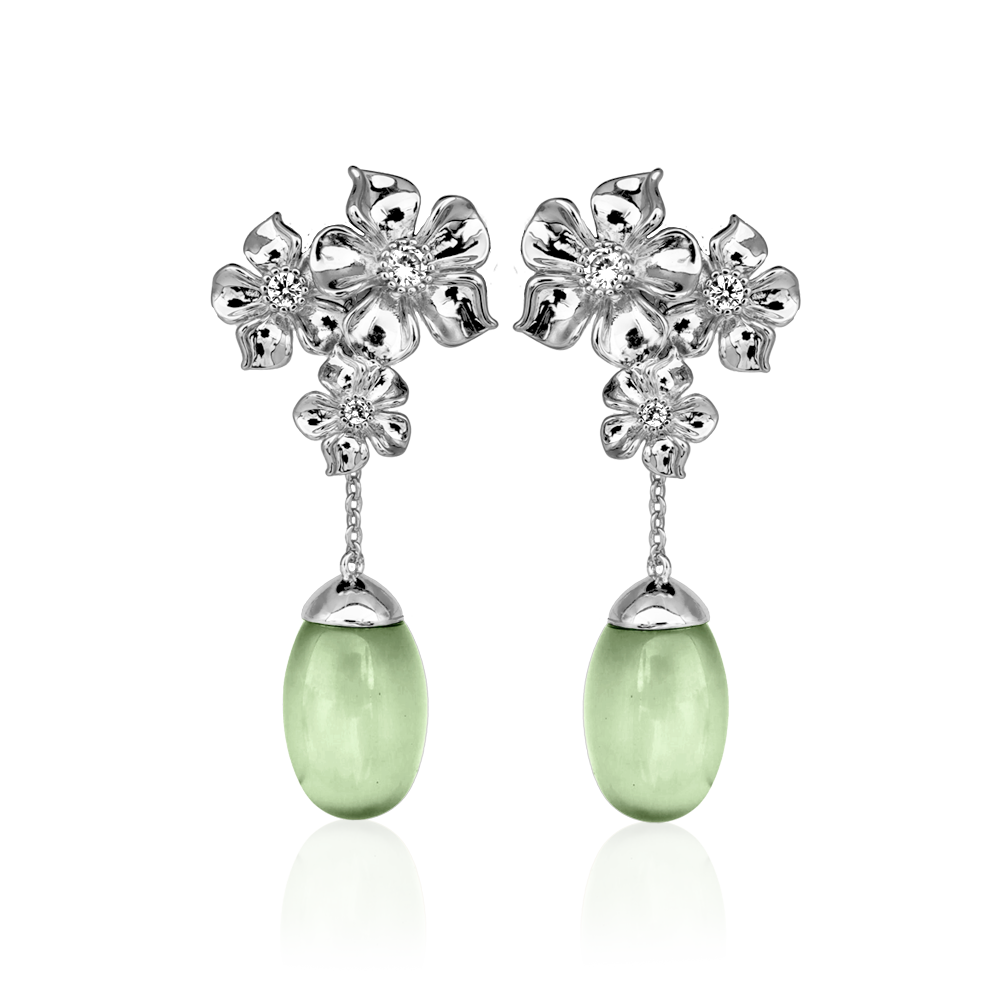 LA FLEUR TRIO MOONSTONE PEARL Earrings Light green