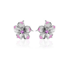 LA FLEUR CRYSTAL STUD EARRINGS - Pink