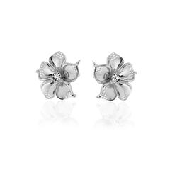 LA FLEUR CRYSTAL STUD EARRINGS - White