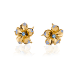 LA FLEUR CRYSTAL STUD EARRINGS - Blue
