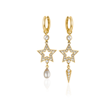 STAR PEARL HOOP EARRINGS