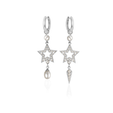 STAR PEARL HOOP EARRINGS