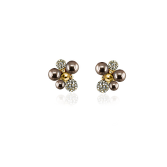 BERRY PEARL SPARKLE STUD EARRINGS - Brown