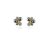 BERRY PEARL SPARKLE STUD EARRINGS - Night Green (Pre-order - Earliest delivery Week 38)