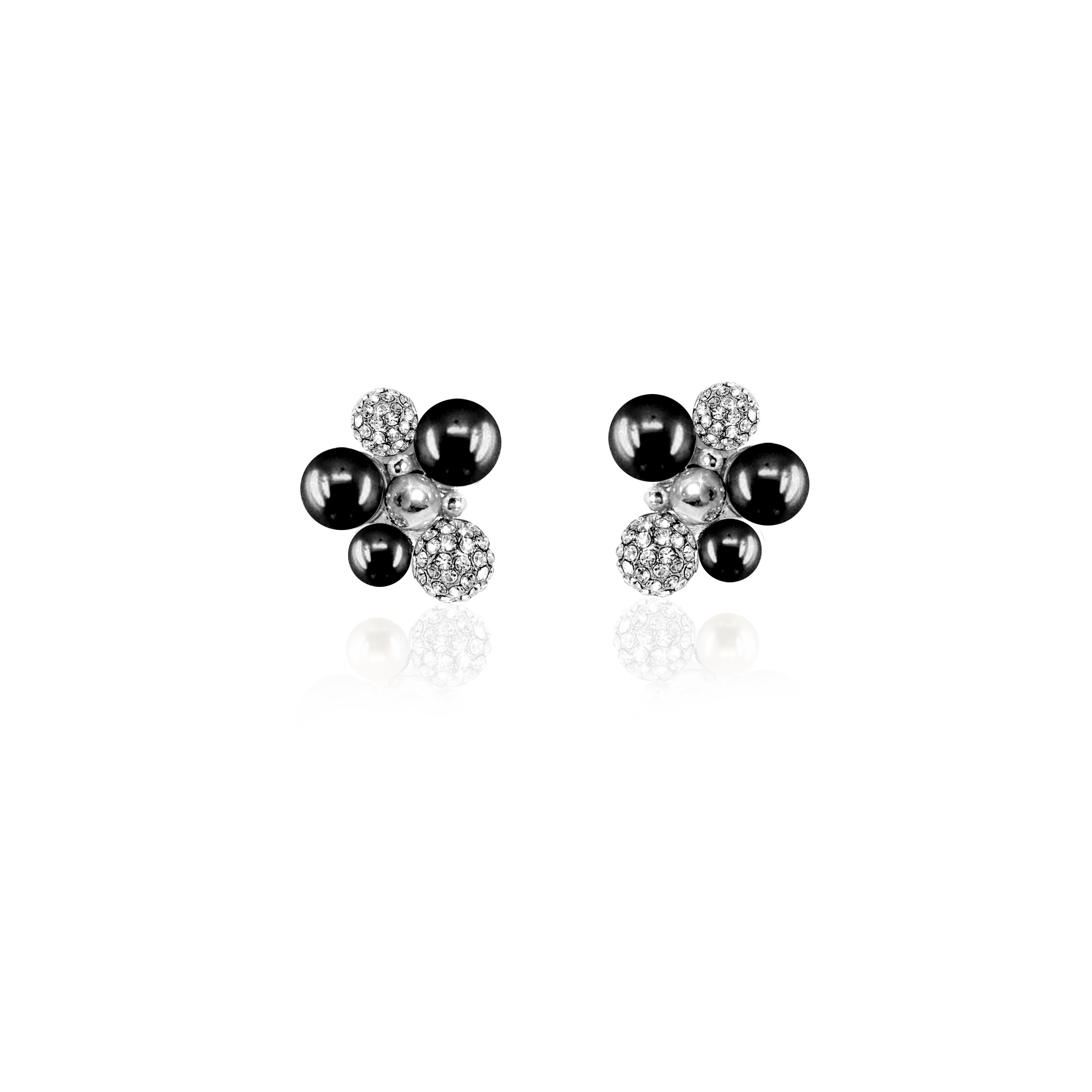 BERRY PEARL SPARKLE STUD EARRINGS - Black (Pre-order - Earliest delivery Week 38)