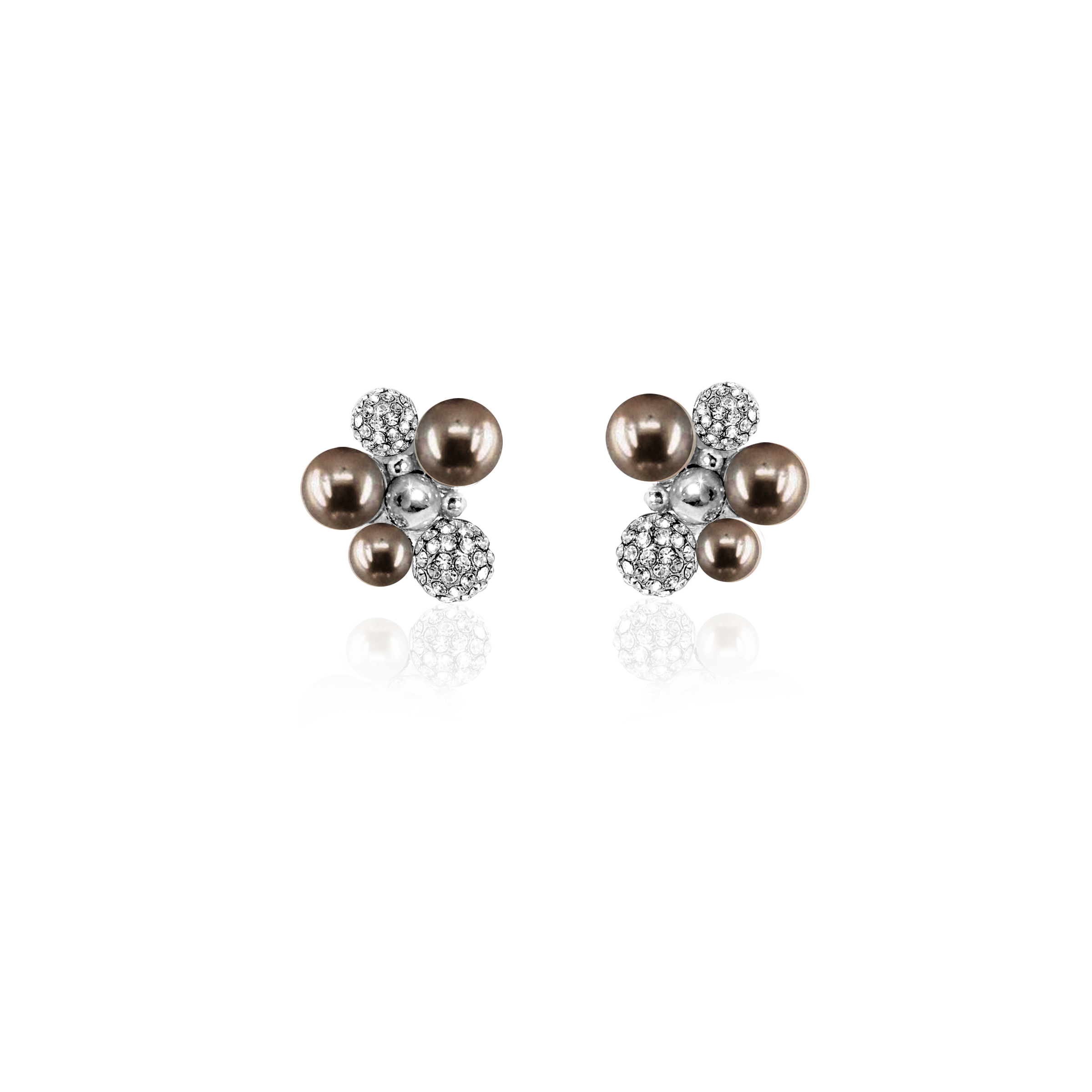 BERRY PEARL SPARKLE STUD EARRINGS - Brown (Pre-order - Earliest delivery week 38)