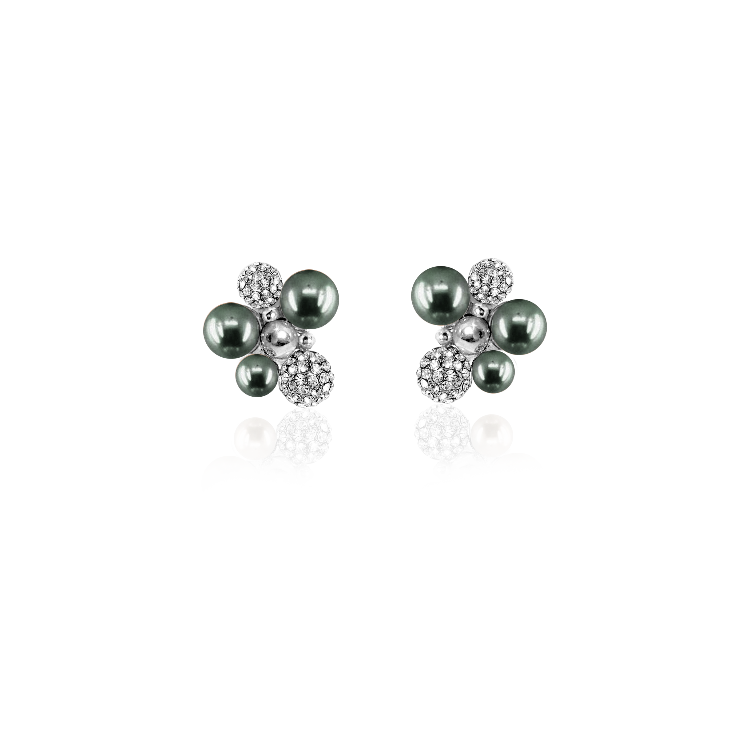 BERRY PEARL SPARKLE STUD EARRINGS - Night Green (Pre-order - Earliest delivery Week 38)
