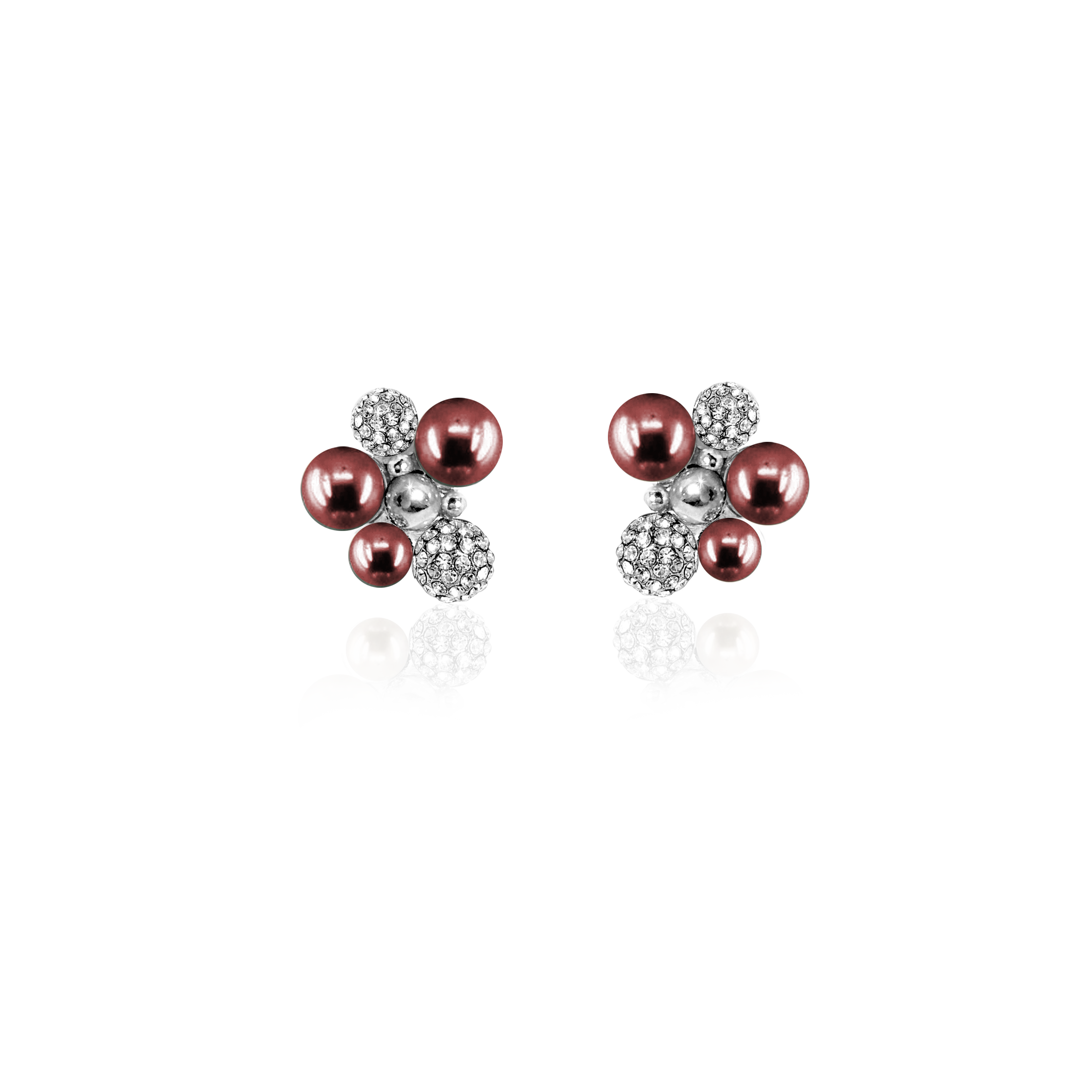 BERRY PEARL SPARKLE STUD EARRINGS - Bordeaux (Pre-order - Earliest delivery week 38)