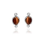 Oyster Stud Earrings Silver/brun