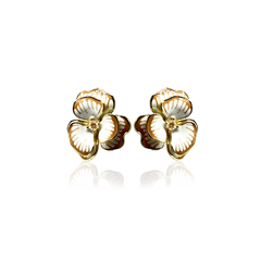 SANTORINI FLEUR STUD EARRINGS - Cappuccino