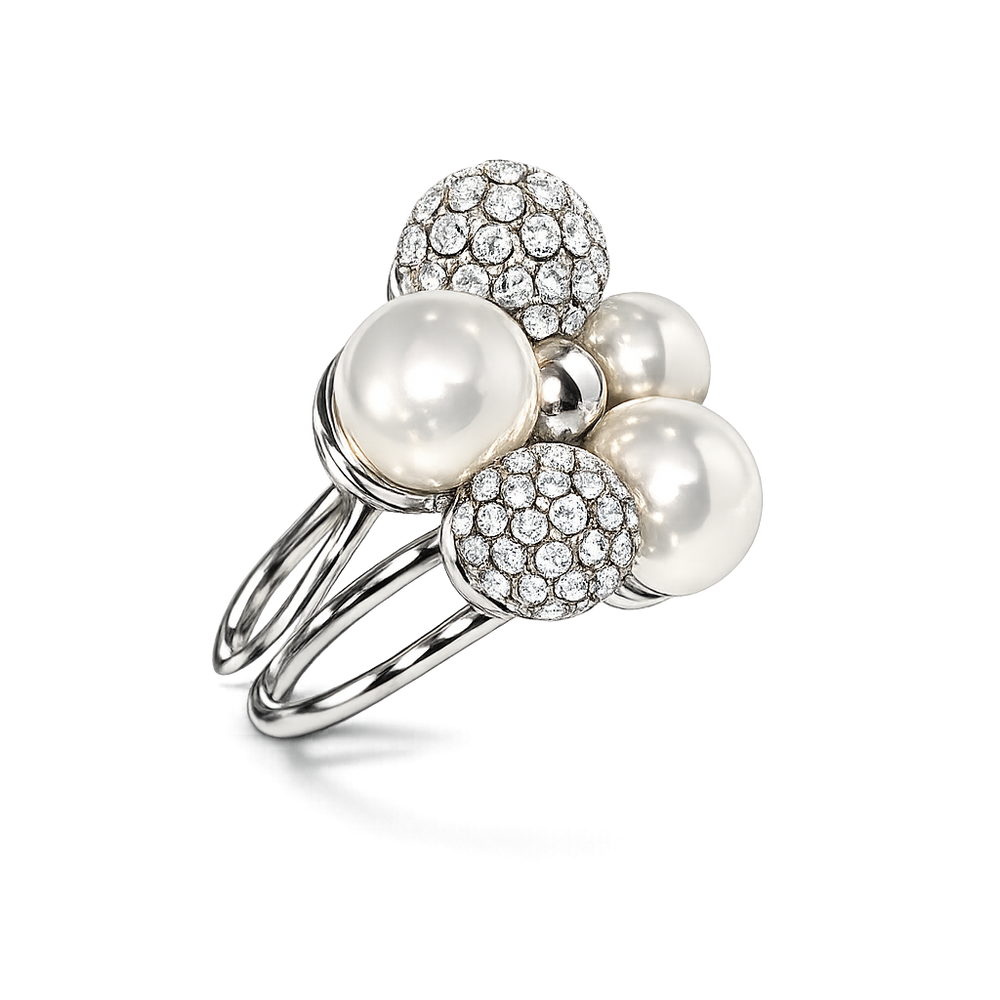 BERRY PEARL SPARKLE MAXI RING - Vit (Förbeställning - Tidigast leverans v. 46)